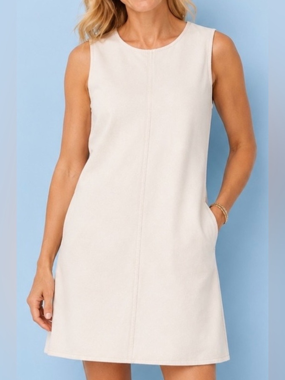 J. Crew Sleeveless Mini Shift Dress in Cream